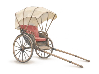 人物を描かず停車した二輪のプスプスを示す概念画。特定運転手や車両の再現ではない。