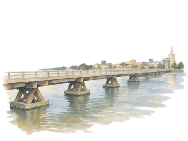 2020年の写真を参考にしたコトヌーの水路と旧橋