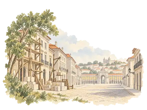 1755年後のリスボン再建をイメージした想像図