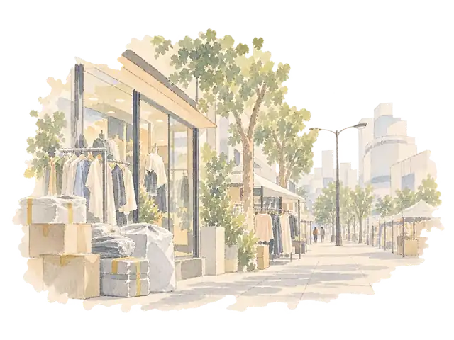 東大門 — 門と市場と現代建築を題材にした淡い水彩のイメージ