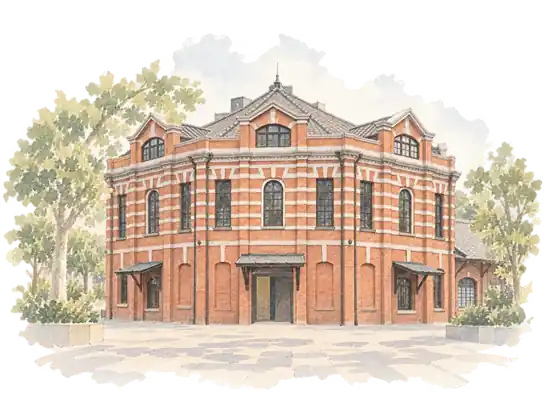 西門紅楼 — 1908年の市場建築を描いた淡い水彩