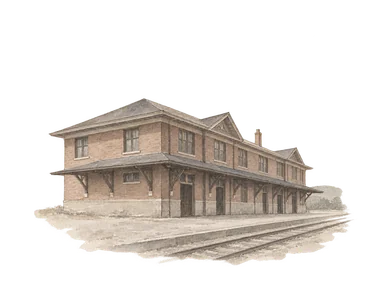 1927年の写真を参考にしたCNR駅舎の線路側の歴史的外観