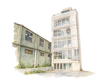 参照写真に基づく旧正濱派出所の縦格子棟と左翼の部分景