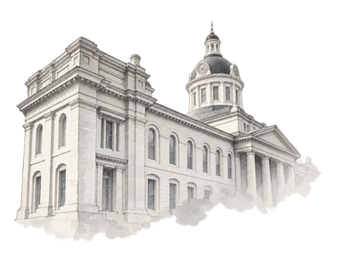 2017年の写真を参考にした、市庁舎の石造の棟とドームの部分景