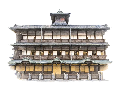 道後温泉本館の参照写真に基づく正面の部分景