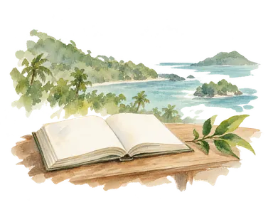 独立と憲法づくりを表す本の概念画。実物の憲法文書や印章は描いていません
