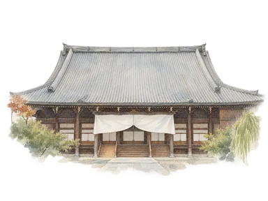 参照写真に基づく専修寺御影堂の見える正面