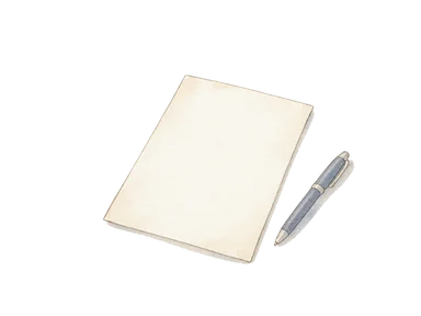 無記名の書類とペンで土地権原の返還を表す概念画。実際の証書、署名、返還式を復元していない。