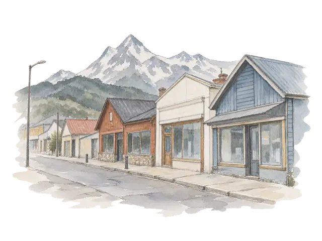 ウシュアイア中心部の商店街を描いたイメージ