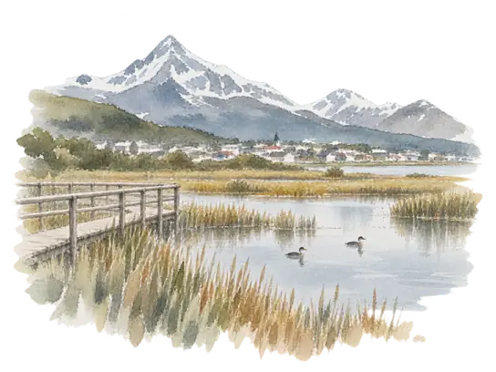 バイア・エンセラダの湿地と遊歩道をイメージした風景