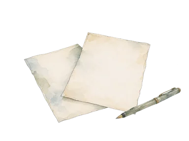無記名の書類と筆記具を描いた土地と記録の概念画