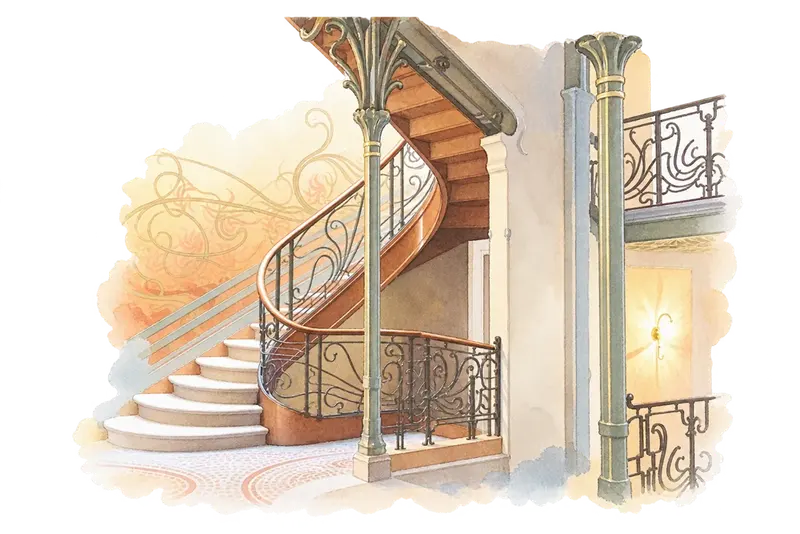 Major Town Houses of the Architect Victor Horta (Brussels)の水彩スケッチ