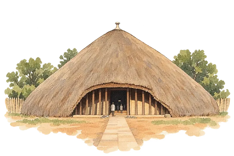 Tombs of Buganda Kings at Kasubiの水彩スケッチ