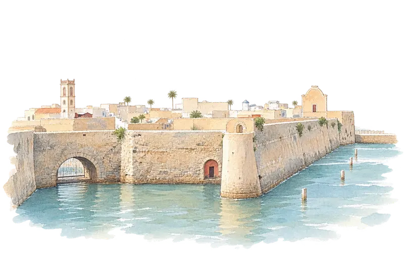 Portuguese City of Mazagan (El Jadida)の水彩スケッチ