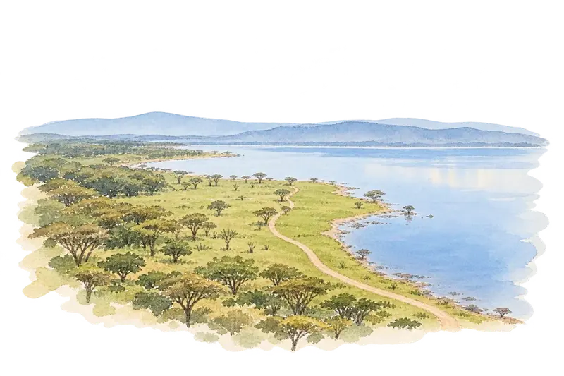 Kenya Lake System in the Great Rift Valleyの水彩スケッチ