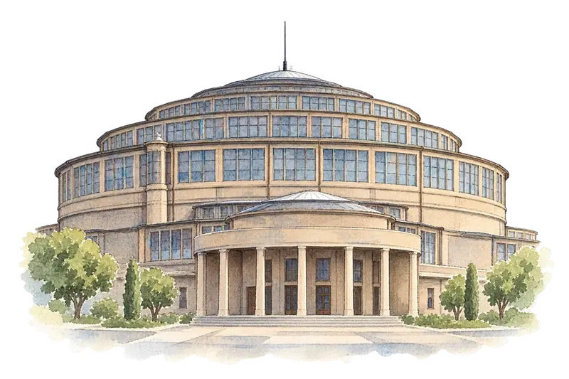 Centennial Hall in Wrocławの水彩スケッチ