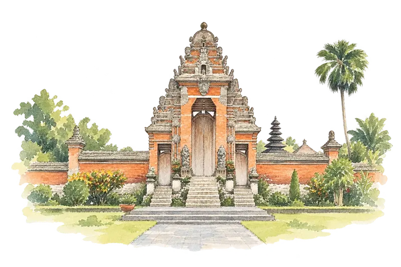 Cultural Landscape of Bali Province: the Subak System as a Manifestation of the Tri Hita Karana Philosophyの水彩スケッチ