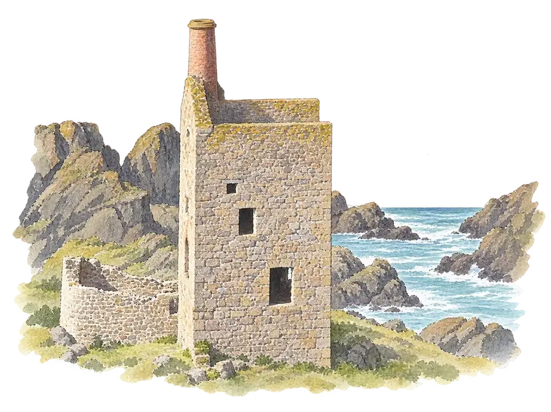 Cornwall and West Devon Mining Landscapeの水彩スケッチ