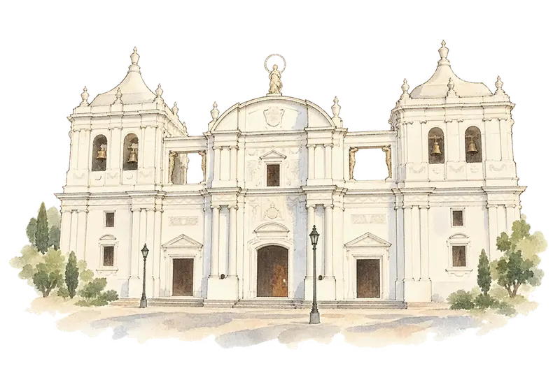 León Cathedralの水彩スケッチ