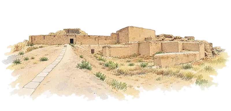 Parthian Fortresses of Nisaの水彩スケッチ
