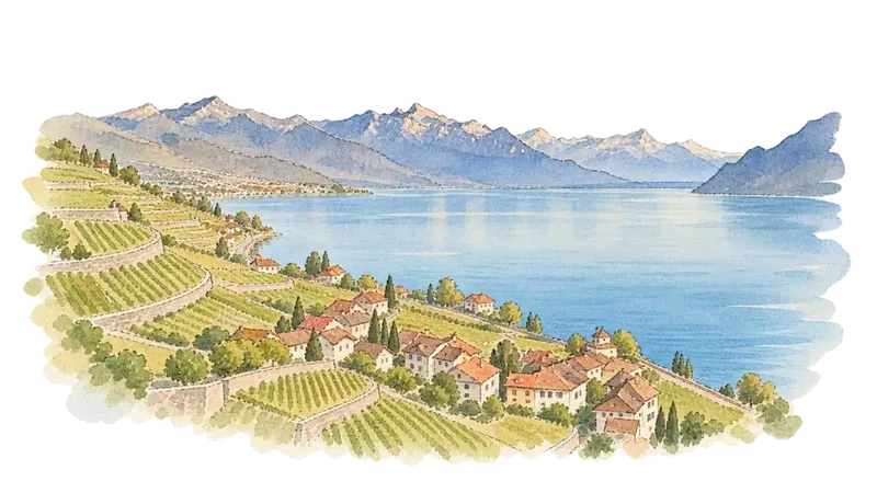 Lavaux, Vineyard Terracesの水彩スケッチ