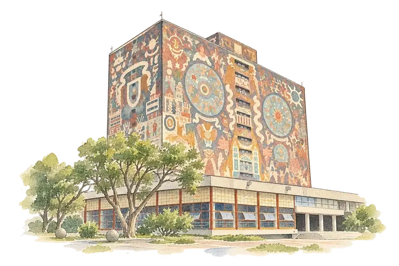 Central University City Campus of the Universidad Nacional Autónoma de México (UNAM)の水彩スケッチ