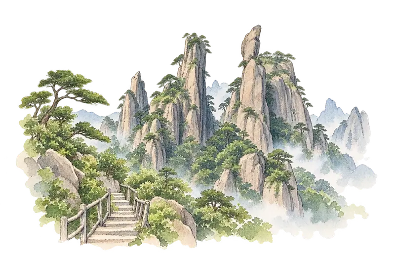 三清山の水彩スケッチ