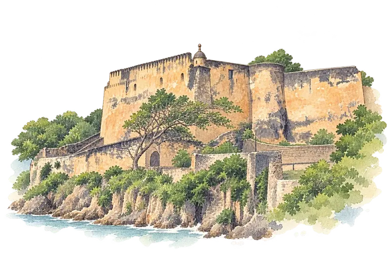 Fort Jesus, Mombasaの水彩スケッチ