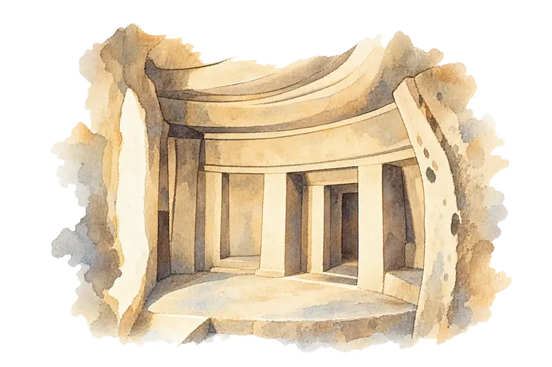 Ħal Saflieni Hypogeumの水彩スケッチ