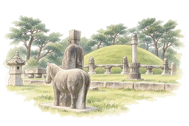 Royal Tombs of the Joseon Dynastyの水彩スケッチ