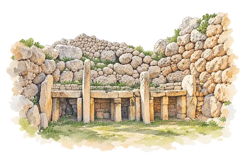 Megalithic Temples of Maltaの水彩スケッチ