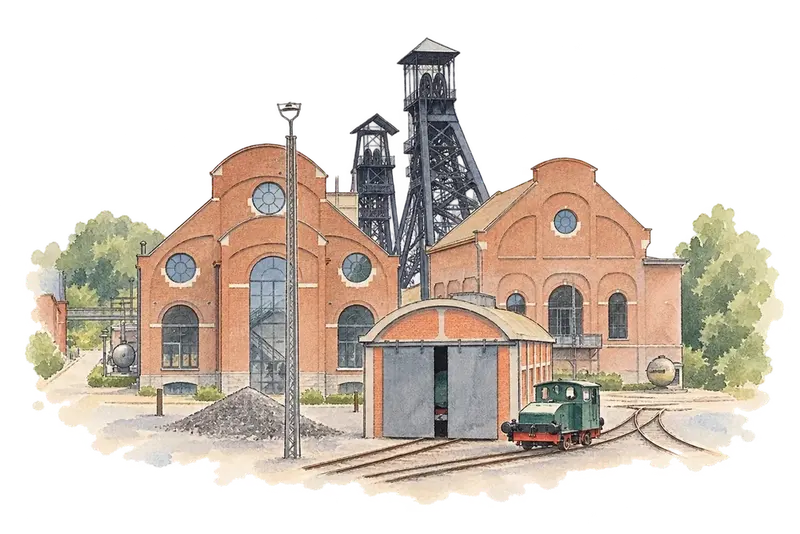 Major Mining Sites of Walloniaの水彩スケッチ