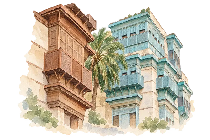 Historic Jeddah, the Gate to Makkahの水彩スケッチ