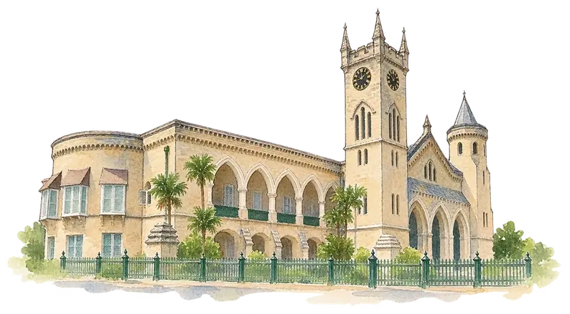 Historic Bridgetown and its Garrisonの水彩スケッチ