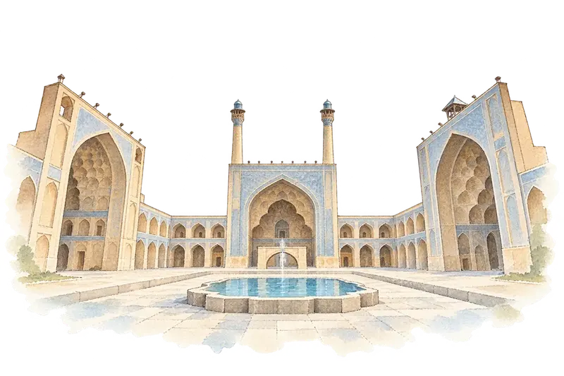Masjed-e Jāmé of Isfahanの水彩スケッチ