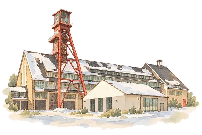 Erzgebirge/Krušnohoří Mining Regionの水彩スケッチ