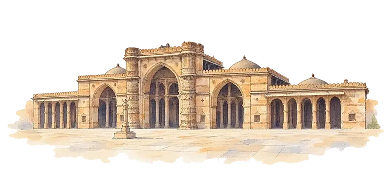Historic City of Ahmadabadの水彩スケッチ
