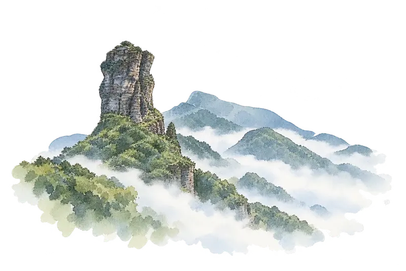 梵浄山の水彩スケッチ