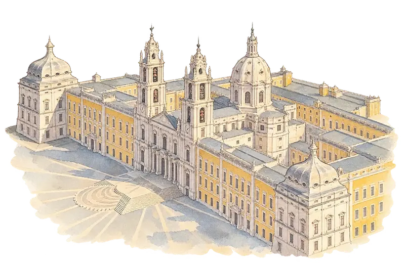 Royal Building of Mafra – Palace, Basilica, Convent, Cerco Garden and Hunting Park (Tapada)の水彩スケッチ