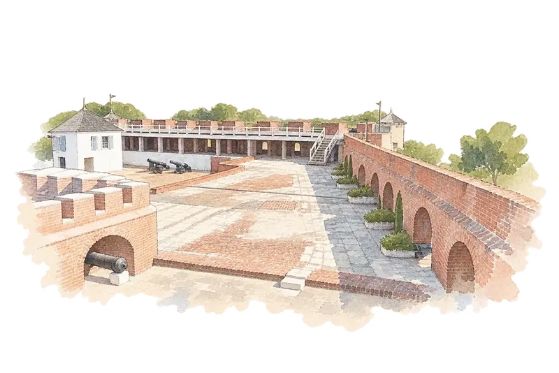 The Archaeological Ensemble of 17th Century Port Royalの水彩スケッチ