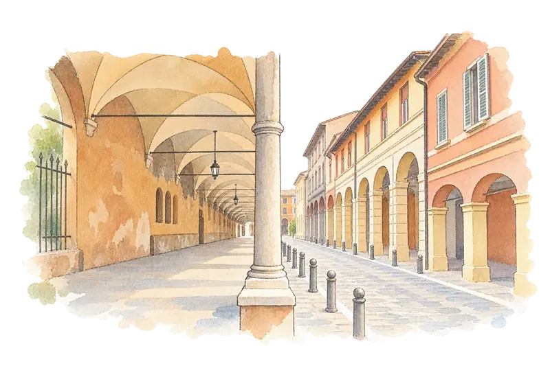 The Porticoes of Bolognaの水彩スケッチ