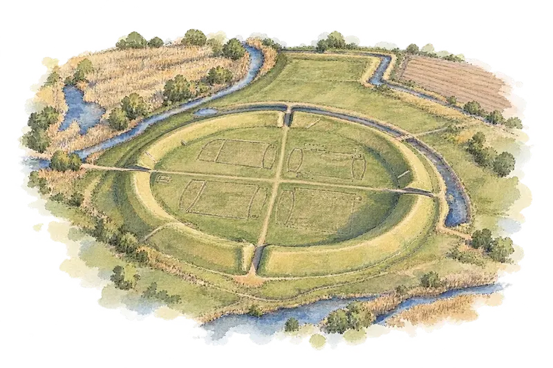 Viking-Age Ring Fortressesの水彩スケッチ