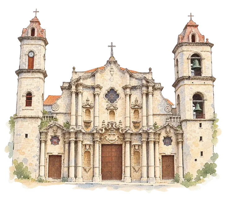 Old Havana and its Fortification Systemの水彩スケッチ