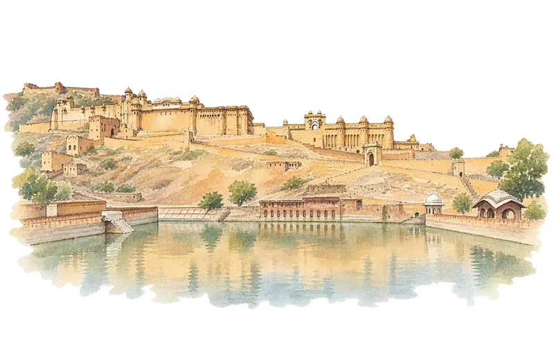 Hill Forts of Rajasthanの水彩スケッチ