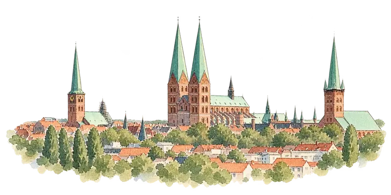 Hanseatic City of Lübeckの水彩スケッチ