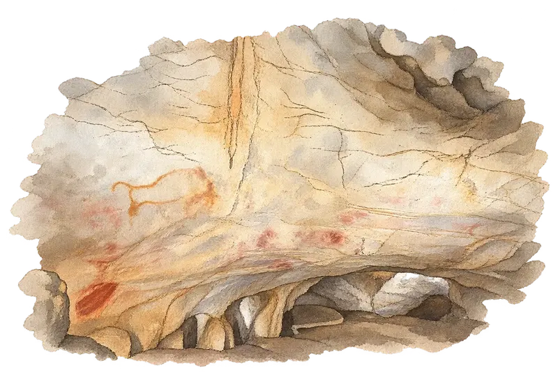 Cave of Altamira and Paleolithic Cave Art of Northern Spainの水彩スケッチ