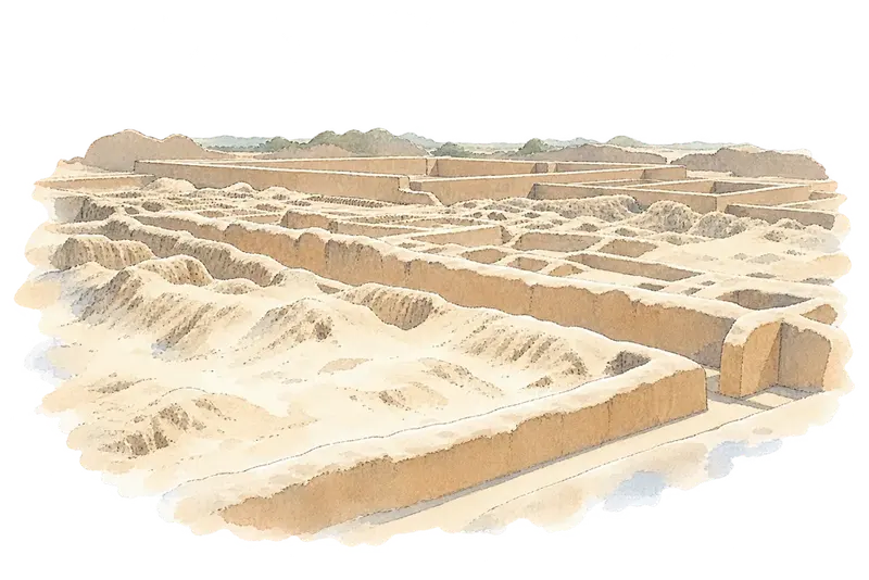 Chan Chan Archaeological Zoneの水彩スケッチ