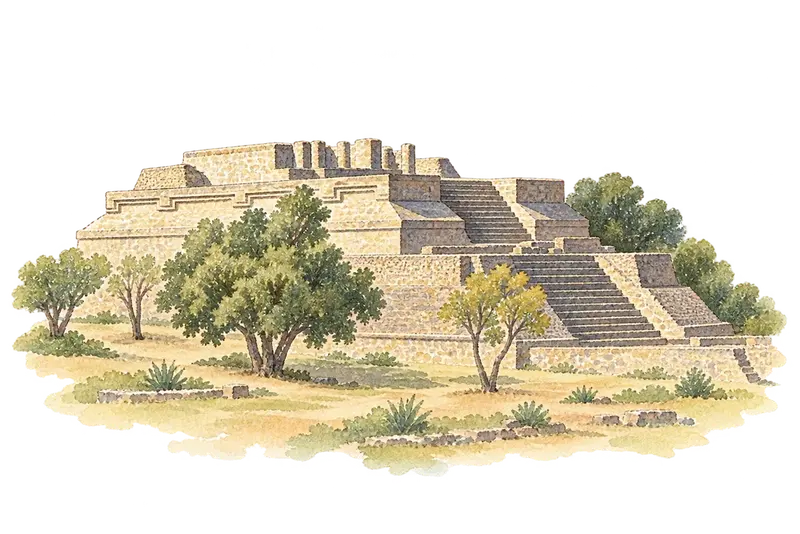 Historic Centre of Oaxaca and Archaeological Site of Monte Albánの水彩スケッチ