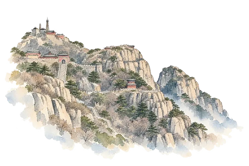 泰山の水彩スケッチ