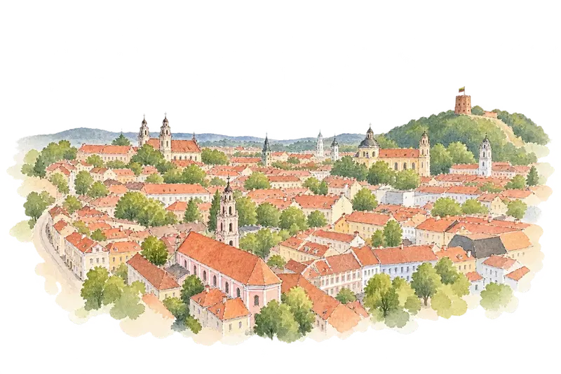 Vilnius Historic Centreの水彩スケッチ